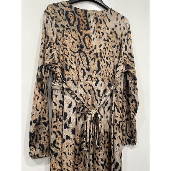 Venus Faux Wrap Leopard Dress Womens Plus Size 2X Long Sleeve‎ - Picture 6 of 6